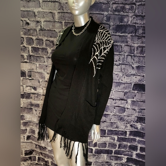 RARE! Spider Web Black Cardigan Sweater from Too Fast - Picture 12 of 13